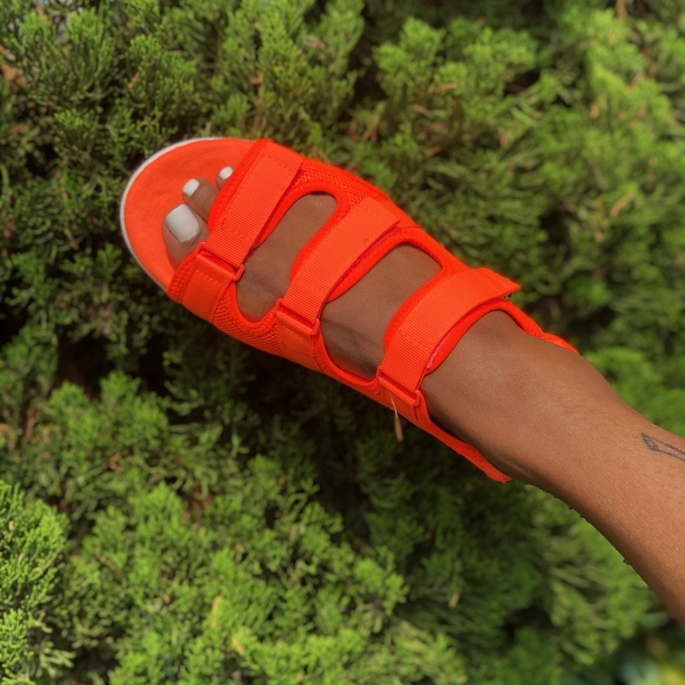 Women's Bright Orange Mesh Sandals - Picture 3 of 3